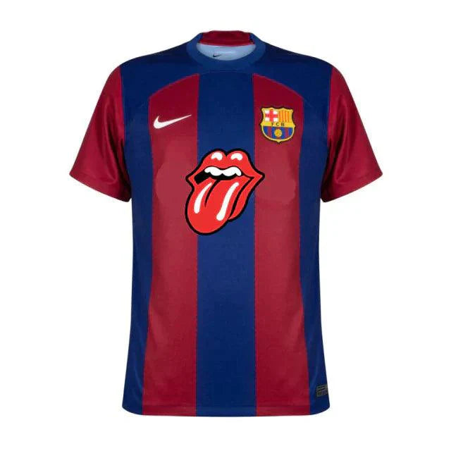 Camisa Barcelona Home Rolling Stones 23/24 s/nº Torcedor Masculina - Azul e Grená - Loja da Seven