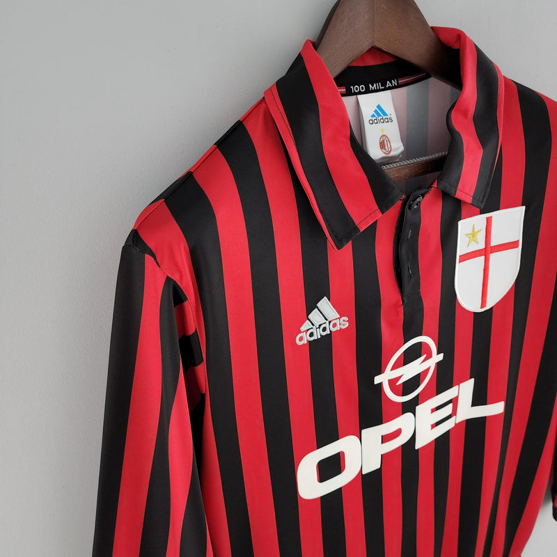 Camisa Manga Longa Milan 1999/2000 Adidas - Preto e Vermelho - DA Sports Oficial