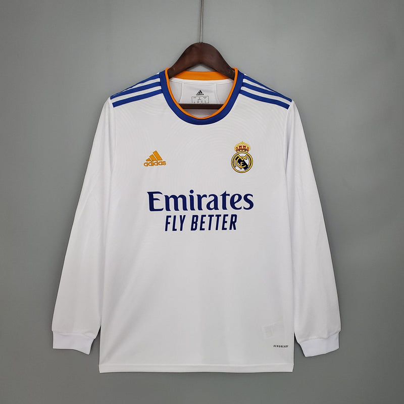 Camisa Manga Longa Real Madrid 21/22 Adidas - Branco - DA Sports Oficial