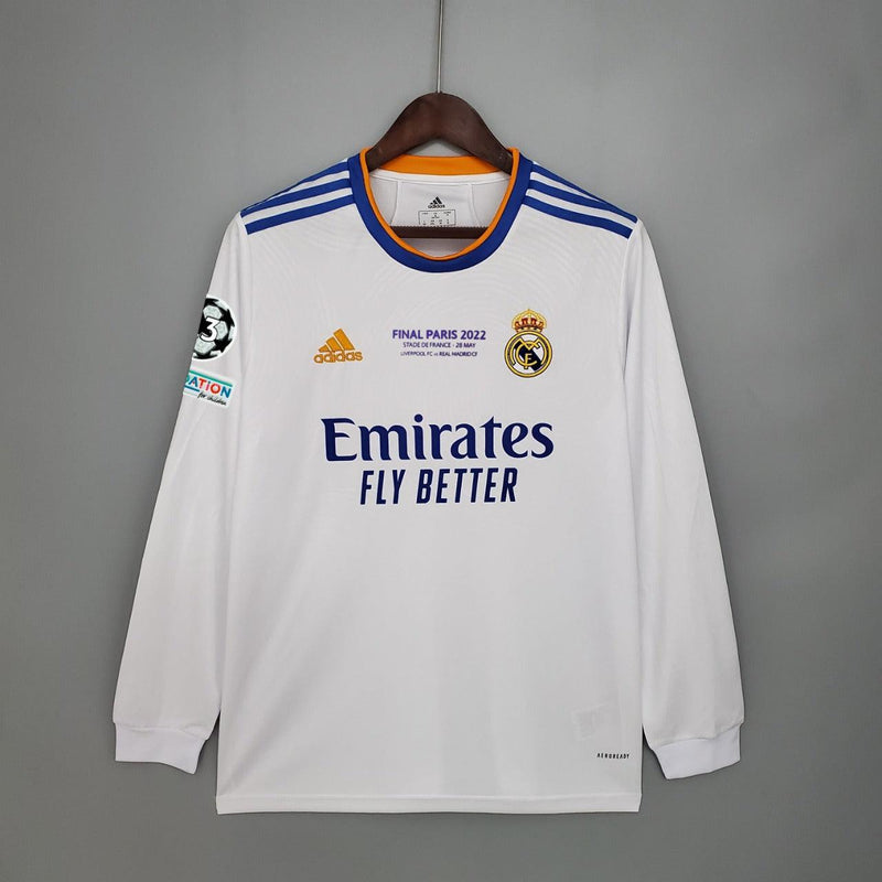 Camisa Manga Longa Real Madrid [UEFA Champions League - VINI JR. #20] 21/22 Adidas - Branco - DA Sports Oficial