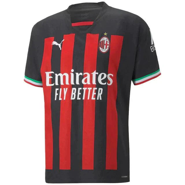 Camisa Milan Home 22/23 s/n° Torcedor Masculino - Vermelho e Preto - Loja da Seven