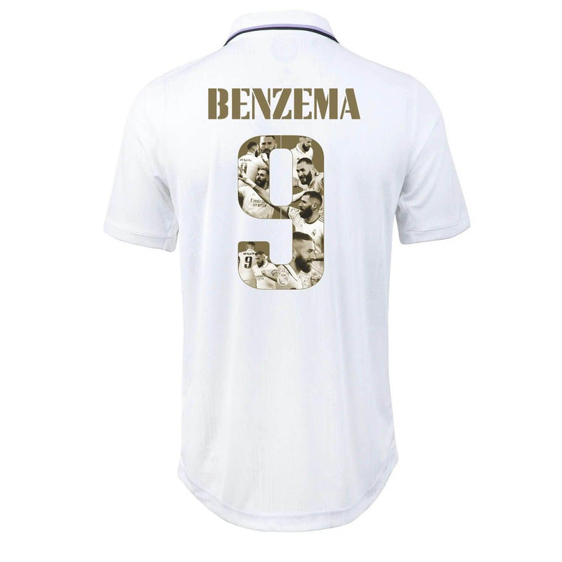 Camisa Real Madrid [Bola de Ouro - BENZEMA #9] 22/23 Adidas - Branco - Loja da Seven