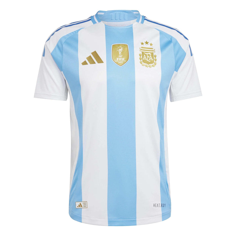 Camisa Seleção Argentina Home 2024/25 + Patch Campeão - Branca e Azul - Loja da Seven