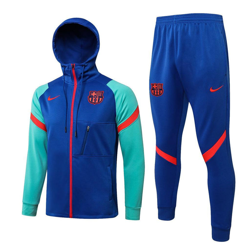 Conjunto Barcelona 21/22 Azul - Nike - Com Capuz - DA Sports Oficial