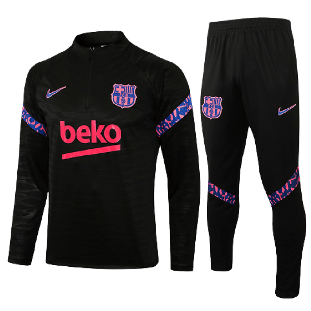 Conjunto Barcelona 21/22 Preta e Roxa - Nike - Com Ziper - DA Sports Oficial