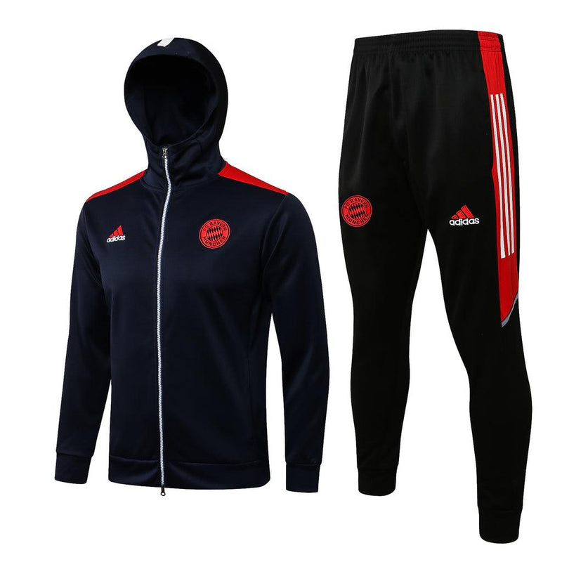 Conjunto Bayern de Munique 21/22 Azul Escuro - Adidas - Com Capuz - DA Sports Oficial