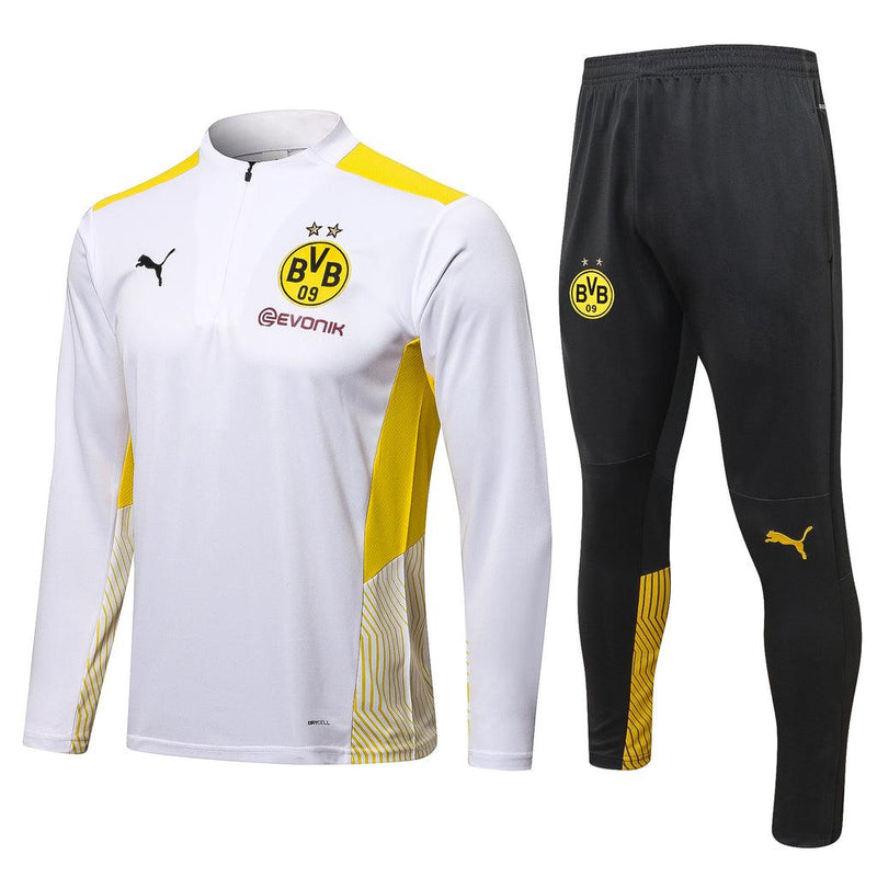 Conjunto Borussia Dortmund 21/22 Branca - Puma - Com Ziper - DA Sports Oficial