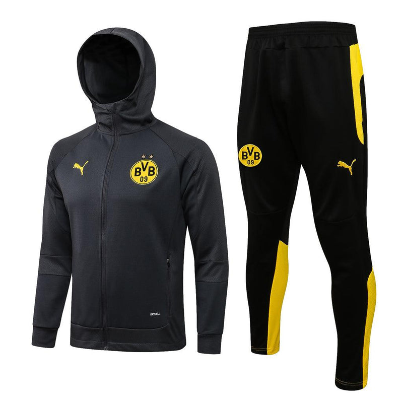 Conjunto Borussia Dortmund 21/22 Cinza - Puma - Com Capuz - DA Sports Oficial