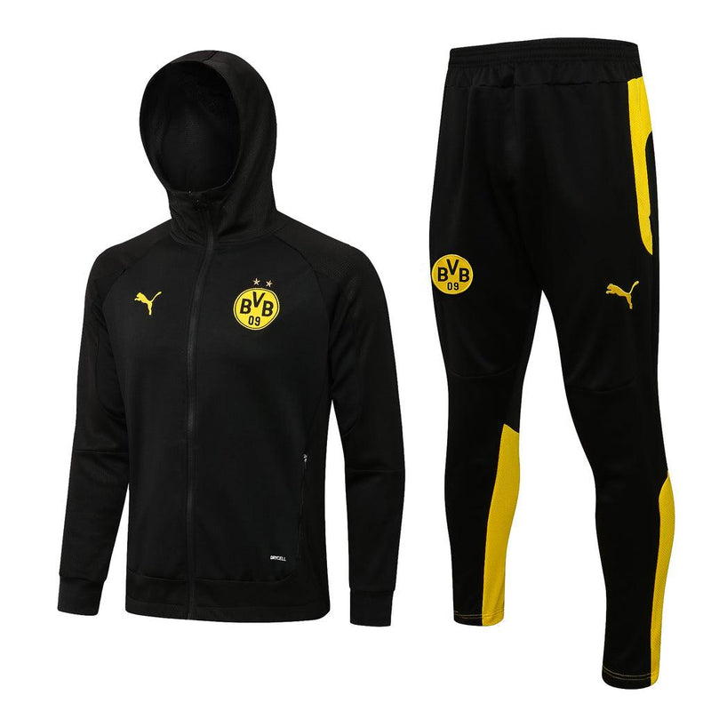 Conjunto Borussia Dortmund 21/22 Preta - Puma - Com Capuz - DA Sports Oficial