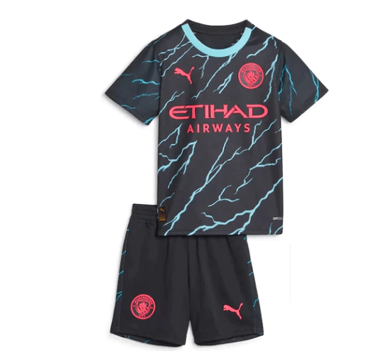 Conjunto Infantil Manchester City Third 23/24 - Preto - DA Sports Oficial