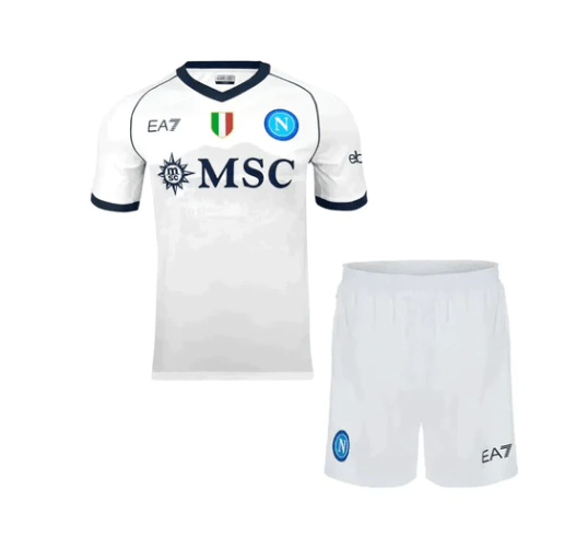 Conjunto Infantil Napoli Away 23/24 - Branco - DA Sports Oficial