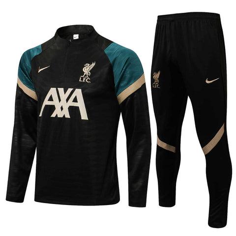 Conjunto Liverpool 21/22 Preto e Dourado - Nike - Com Ziper - DA Sports Oficial