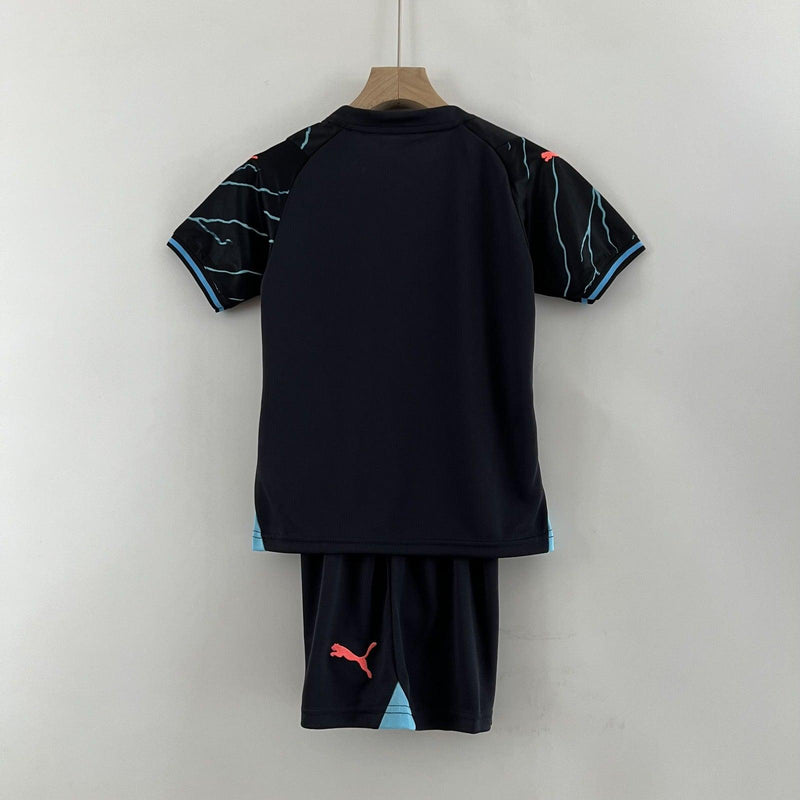 Kit Infantil Manchester City II 23/24 Puma - Preto - DA Sports Oficial